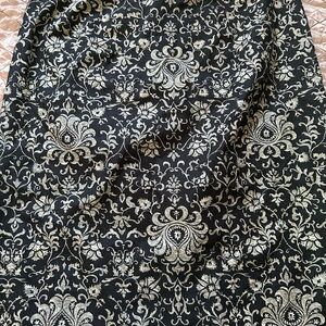 Talbots Black Skirt with Cream Brocade Pattern